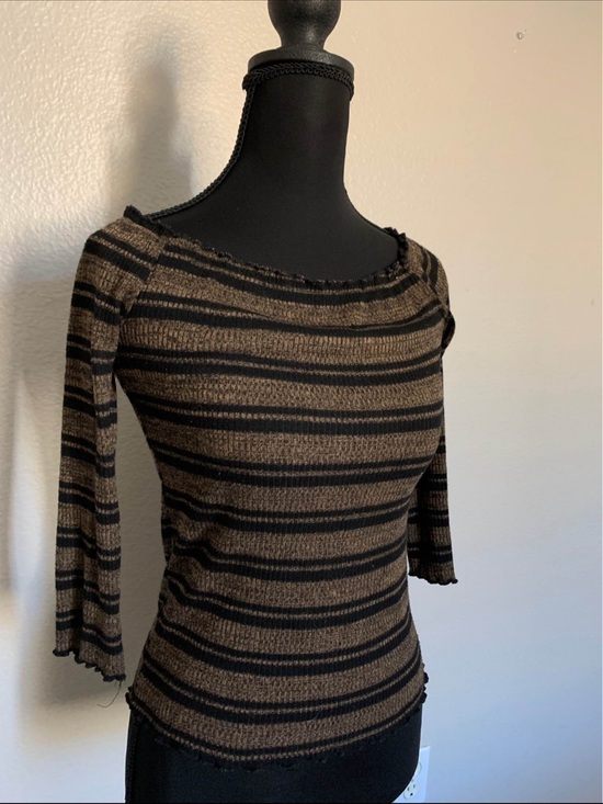 Sweaters - Striped Brown & Black Lightweight Women's Sweater